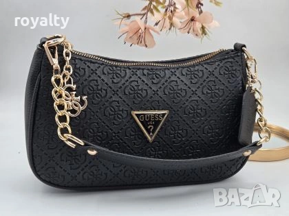 Guess Нова Черна Дамска Кожена Чанта с Халка Гес 