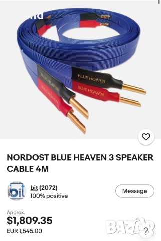 Speaker Cable ,Nordost Blue Heaven & Acoustic Revive RBN 1, 4m❗️, снимка 8 - Други - 54550093