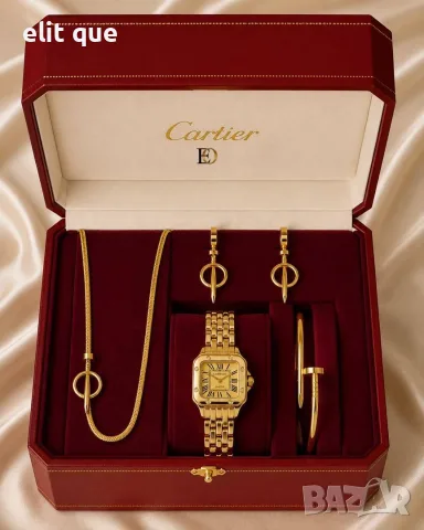 часовник,колие,гривна и обеци cartier от висококачествена неръждаема стомана 