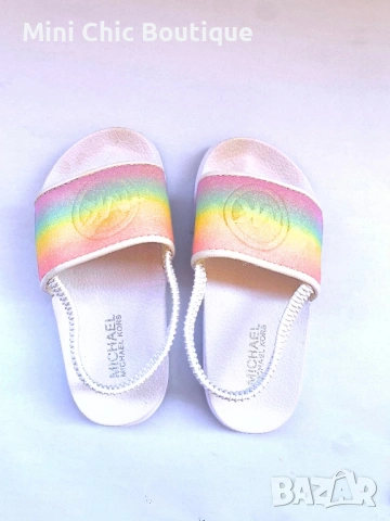 Michael Kors детски чехли №25 (14 см) – rainbow, като нови, оригинални, снимка 2 - Детски сандали и чехли - 54315552