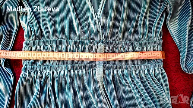 Zara дамска къса рокля в петролен цвят, снимка 4 - Рокли - 55492750