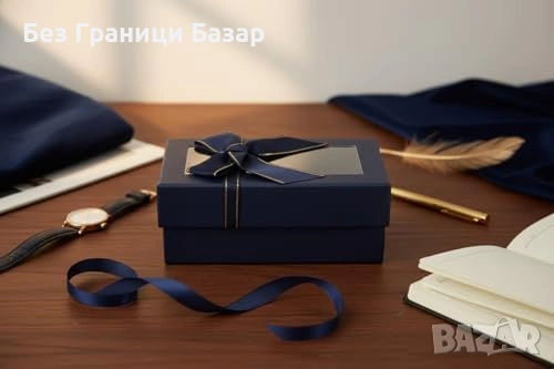Нови луксозни 12 броя подаръчни кутии тъмносини с прозрачен капак и златна панделка, снимка 4 - Други - 54966757