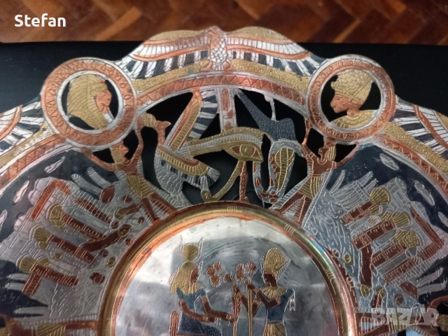 Медна египетска паница , снимка 6 - Антикварни и старинни предмети - 38687203