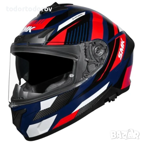 Топ Цена Мото каска SMK TYPHOON SPARKO red/blue/gray,вградени очила 2026 293.18 лв. / 149.90 €