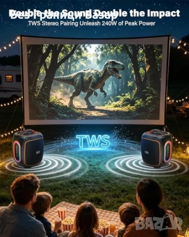 Нова Преносима Bluetooth Колона 120W Subwoofer TWS RGB 30 часа Батерия Високоговорил, снимка 8 - Тонколони - 54478513
