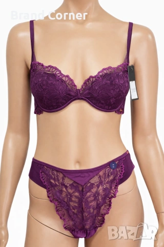 Hunkemöller лилав комплект бельо с дантела – сутиен 70C и бикини XL