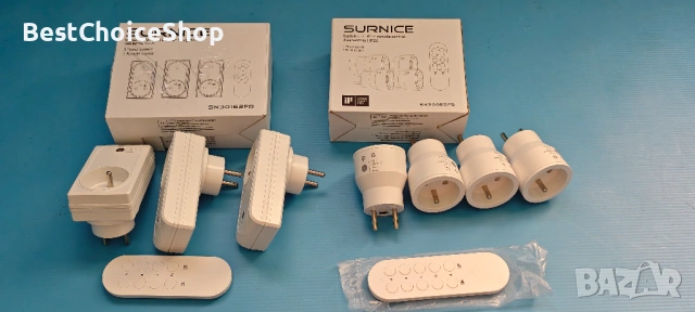 комплект от 7бр. безжични контакти с марка SURNICE, с дистанционно управление.