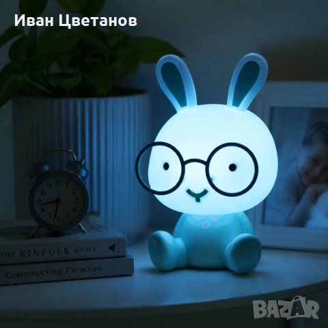 Детска нощна LED лампа Зайче – 23 см, 3 степени на яркост, USB захранване, снимка 2 - Други - 54756155