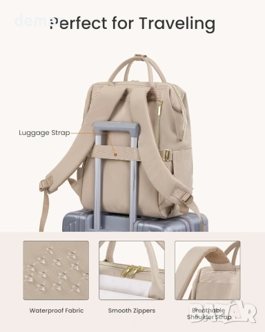 Раница LOVEVOOK за жени, за 15,6 инчов лаптоп с джоб за голяма чаша, снимка 6 - Раници - 54027938