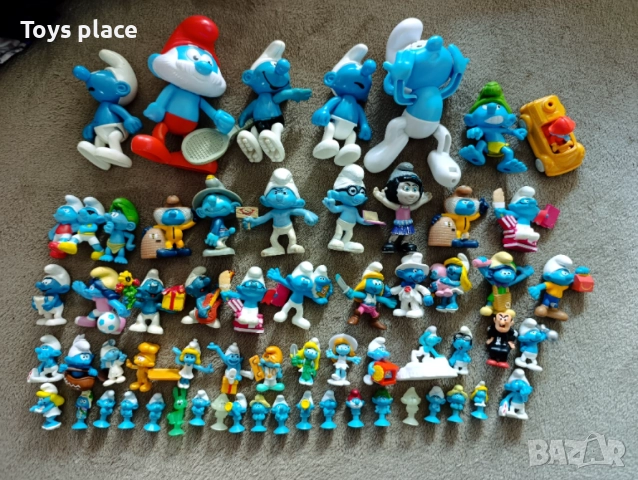 Огромна колекция смърфовете The Smurf, фигурки смърфчета Kinder, стики
