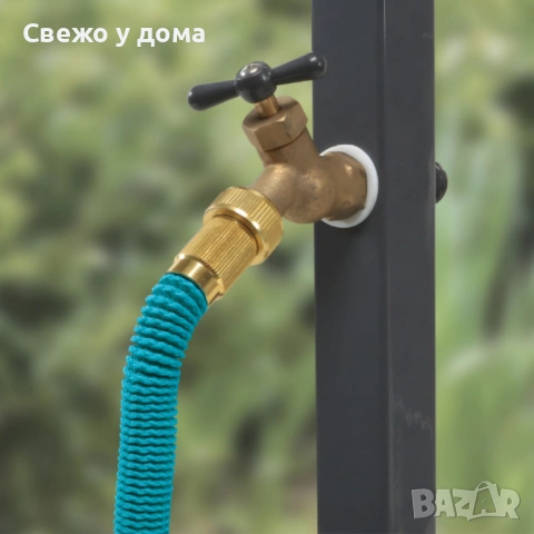 Гъвкав градински маркуч с медни накрайници - 5 м (сгънато) / 15 м (разтегнато), снимка 8 - Напояване - 54074223