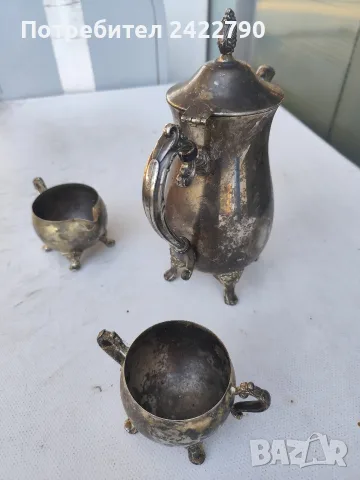 Сервиз за чай посребрен, снимка 2 - Антикварни и старинни предмети - 55467243