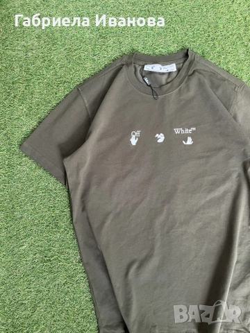 Мъжка тениска Off-White Olive Green | Размер L | Отлично състояние, снимка 2 - Тениски - 55508218