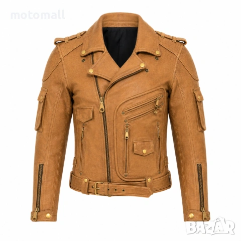 Кожено яке Motomall Rock кафяво
