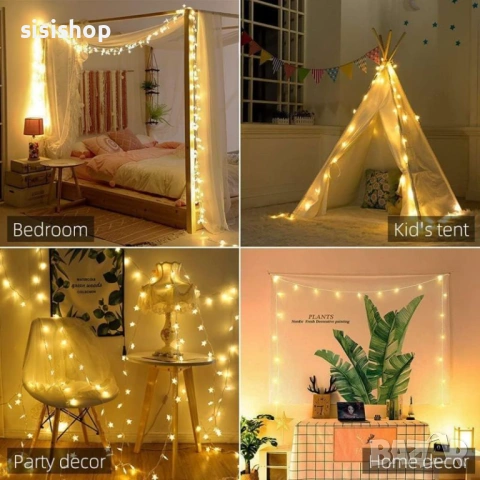 Декоративен LED гирлянд с 20 светещи звездички (3 м) 4785, снимка 5 - Лед осветление - 53976907