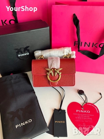 Оригинална чанта Pinko micro model в червен цвят, снимка 2 - Чанти - 54048647
