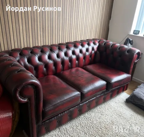 Оригиналне кожени диван Chesterfield Честърфийлд естествена телешка кожа Внос, снимка 3 - Дивани и мека мебел - 55376647
