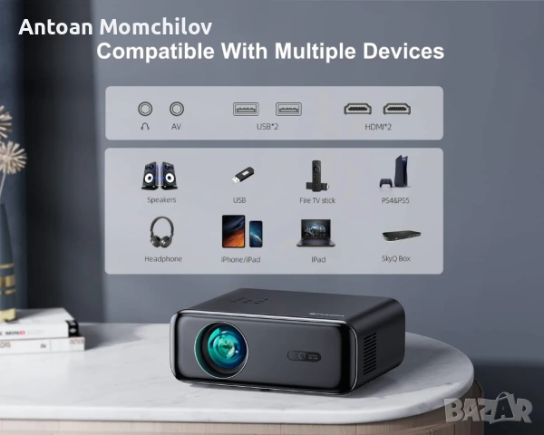 WiMiUS P62 Full HD проектор с WiFi 6, Bluetooth и 4K, снимка 6 - Плейъри, домашно кино, прожектори - 54805343