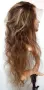 Естествена чуплива перука от бразилска коса 70-75 см - Lace Front 13x4, кафява с руси кичури, снимка 1