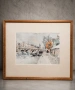 Оригинален акварел „Pont Neuf, Paris“ (1950 г.) – предполагаем Michel Papiche, снимка 1