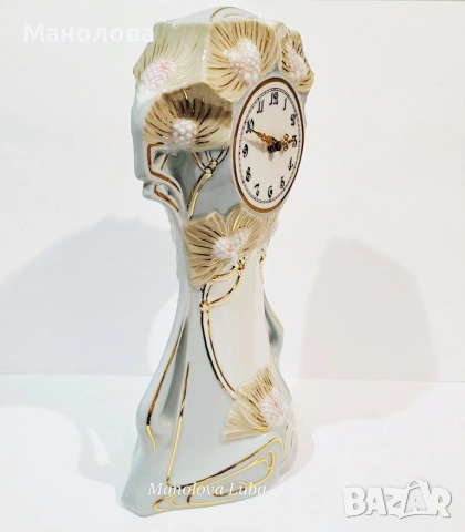 Порцеланов настолен часовник Royal Dux Bohemia Secese в стил Art Nouveau., снимка 5 - Други ценни предмети - 55255745