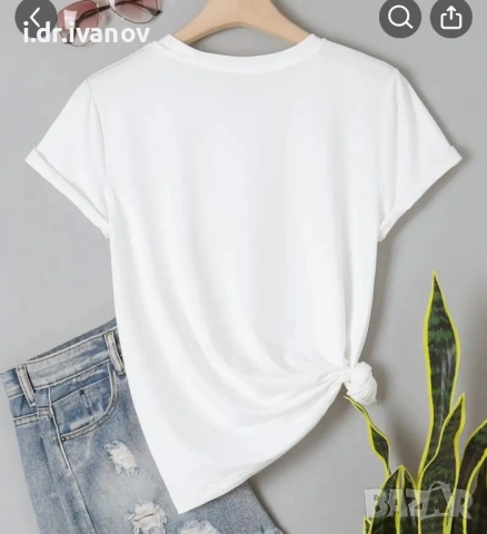 нова бяла тениска с 3D цветя, снимка 6 - Тениски - 54012250