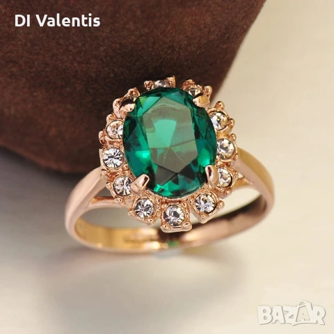 💍 24K Златно Покритие ✨️Дамски Пръстени 💍с Циркон💎 – Зелен, Син, Червен | Лимитирана Серия ⚜️✨️, снимка 5 - Пръстени - 54512901