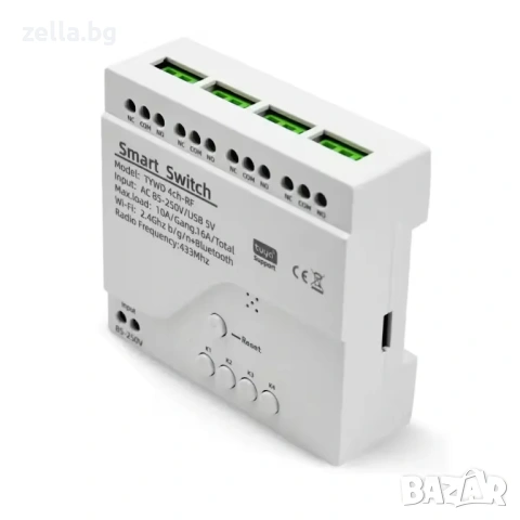 Интелигентно WiFi реле с 4 канала Tuya 220V, 2000W/канал, гласов контрол Alexa – за гаражни 10312, снимка 18 - Друга електроника - 54663384