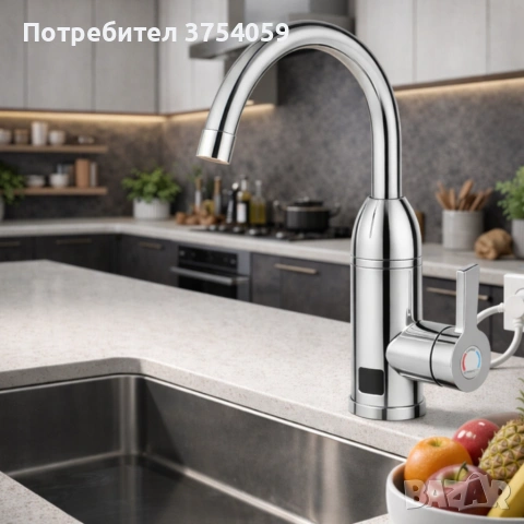 Електрически хромиран смесител с моментално загряване на водата и LCD екран - винаги топла вода, снимка 6 - Смесители - 55163250