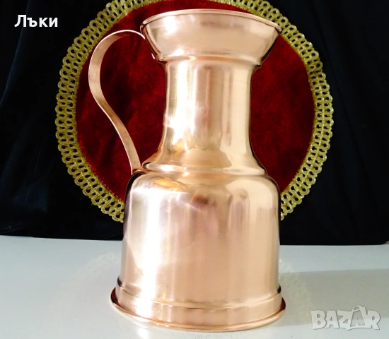 Медна кана за вино 1 л.,безшевна чиста червена мед. , снимка 3 - Антикварни и старинни предмети - 55192491
