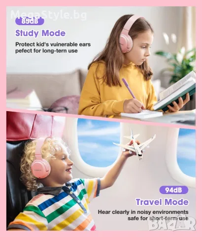 Детски слушалки Bluetooth 60H, сгъваеми слушалки за уши с MIC, снимка 5 - Слушалки и портативни колонки - 55493316