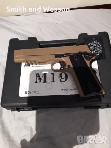 Метален Airsoft пистолет с Блоубек ,на Грийн Газ , цвят - бежов