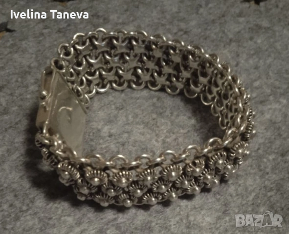 Винтидж сребърна гривна 925 – масивна, ръчна изработка, снимка 2 - Гривни - 53968911
