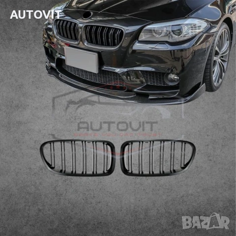 Двойни бъбреци за BMW F10 F11 черен гланц M performance ф10 ф11
