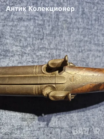 двуцевен капсулен пистолет. 45 cm, снимка 7 - Антикварни и старинни предмети - 55565370