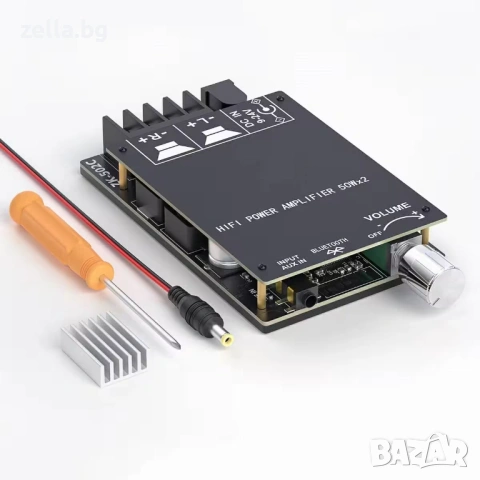 Bluetooth 5.0 стерео аудио усилвател 2x50W TPA3116D2 – Hi-Fi клас D, за DIY пасивни тонколони 10281