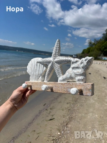 Закачалка за стена от дърво с морски декор , снимка 5 - Декорация за дома - 50178750