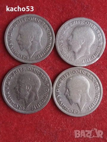 6 пенса 1928,29,30,36 г.- сребро. , Великобритания., снимка 2 - Нумизматика и бонистика - 54055199