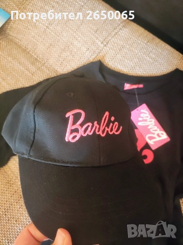 Нов Орг.комплект BARBIE - тениска С/М, шапка и чорапки!