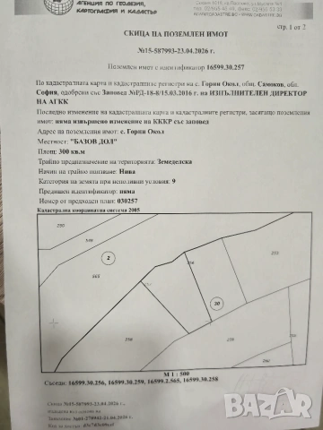 Продавам земеделска земя село Горни окол обл.Софийска, снимка 2 - Земеделска земя - 55138093