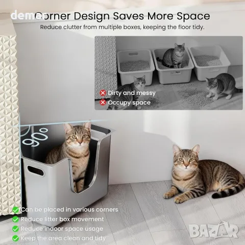 Метална котешка тоалетна от неръждаема стомана 56 × 42 × 30 см, снимка 9 - За котки - 55492470