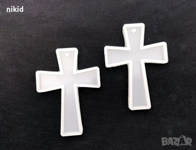 плосък кръст висулка силиконов молд форма смола декор , снимка 4 - Форми - 54324041