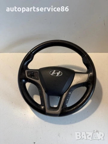 Волан черен кожен за Hyundai i40 1.7 Crdi (2018) OEM RHD #288, снимка 3 - Части - 54873452