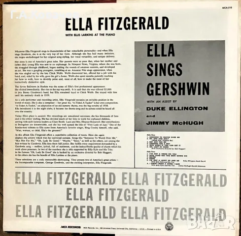 Грамофонна плоча Ella Fitzgerald - ELLA SINGS GERSHWIN MCA-215, снимка 2 - Грамофонни плочи - 55333423