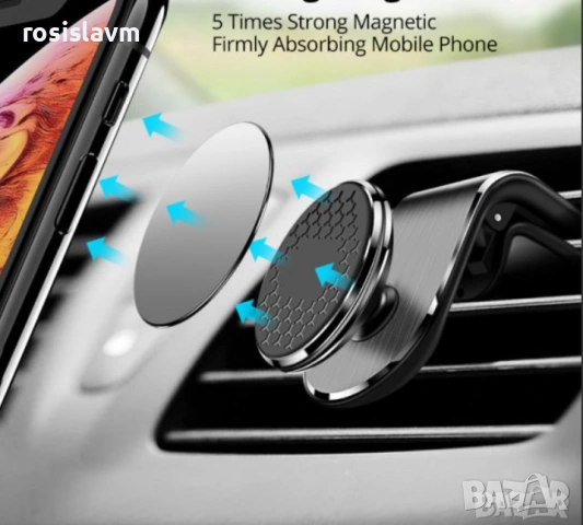 360° Универсална Магнитна стойка за телефон за автомобил-кола, снимка 7 - Аксесоари за Apple - 54043994
