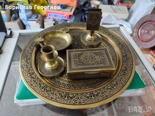 Стар месингов комплект за пушачи