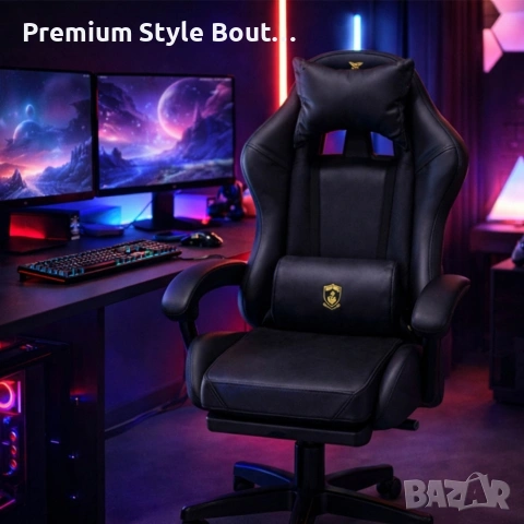Премиум геймърски стол с масажна функция, поставка за крака и ергономична метална рамка, снимка 4 - Столове - 54154145
