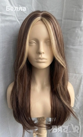НОВА Кафява естествена перука! 100% високо качество