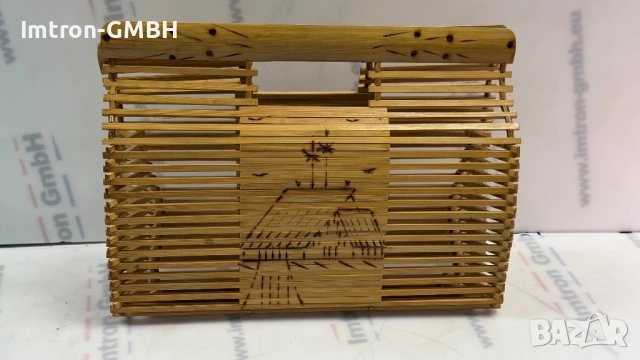 Винтидж сгъваема чанта от бамбук  27 / 33 см  ръчна изработка