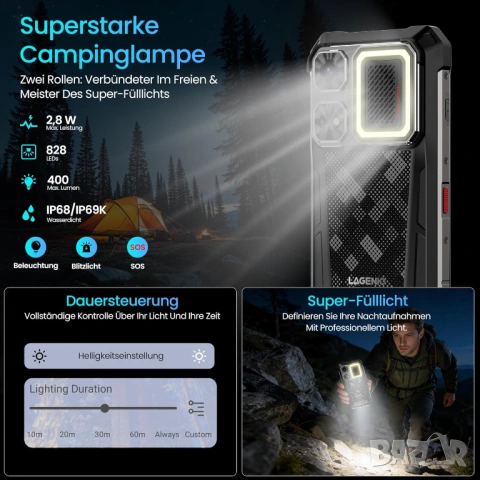 LAGENIO Rhino 1 Pro - 6.9", 8GB+16GB/256GB, 12000mAh, защита, Stereo, снимка 7 - Други - 54063243